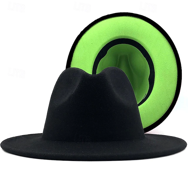 Men's Sun Hat Cowboy Hat Fedora Trilby Hat Apple Green Black Woolen Vintage Style Fashion 18th Century State of Texas Daily Theme Party Solid / Plain Color Sunscreen Cosplay4