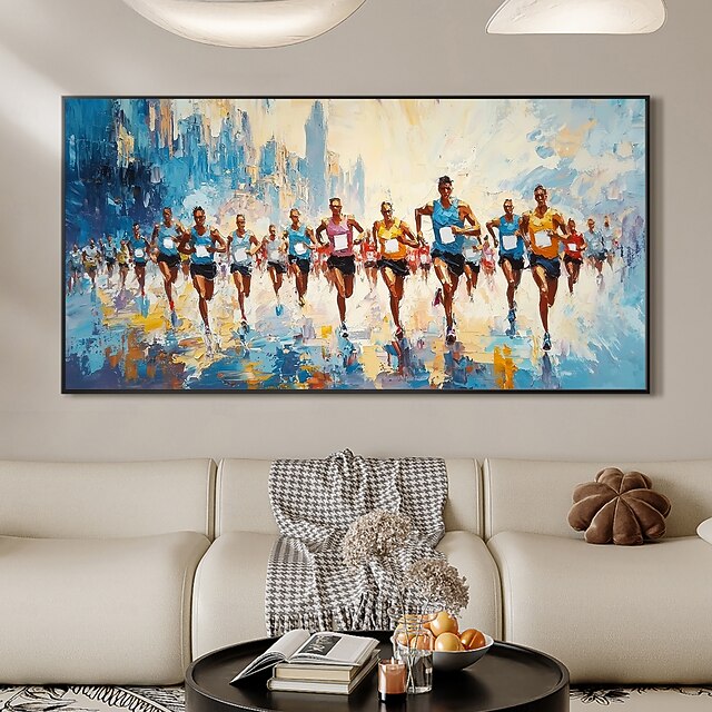 Handmade Original MarathonSports Oil Painting On Canvas Abstract