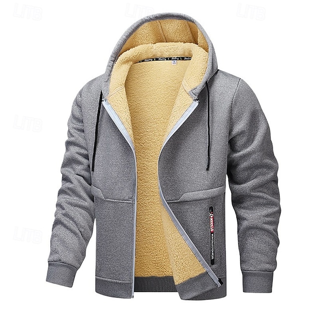  Homens Moletom Full Zip Hoodie Casaco com capuz Casaco de lã Preto Branco Vermelho Azul Marinha Azul Real Com Capuz Tecido Desportos e Ar livre Diário Feriado Vintage Roupa de rua Casual Outono
