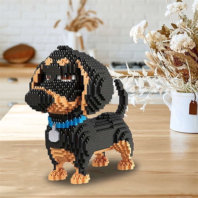  2100pcs Building Blocks Sets Cute Animal Dachshund Dog Holiday Gift Room Decoration Christmas Gift