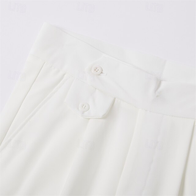 Mens Pleated Pants / Slacks Plus White Shirt & Matching Tie Black unhemmed unfinished bottom main image 0