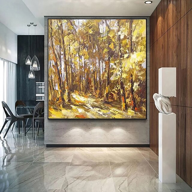 Handmade Oil Painting Canvas Wall Art Decoration Modern Autumn Forest Landscape for Home Dance