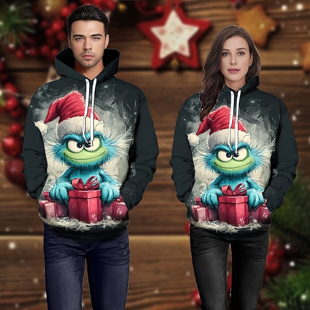  Navidad Papá Noel Sudadera Sudadera con capucha navideña divertida 3D Navidad Bolsillo delantero Gráfico Para Pareja Hombre Mujer Adulto Navidad Carnaval Impresión 3D Fiesta Casual Diario