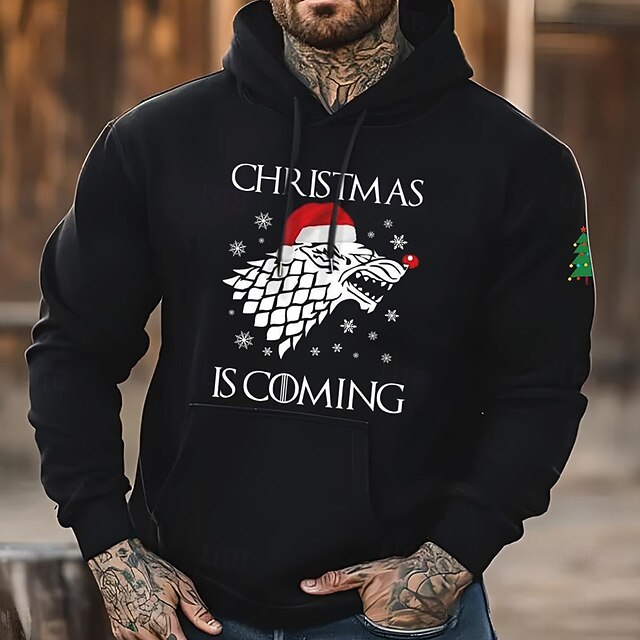 Christmas Men's Christmas Scene Graphic Hoodie Basic Sporty Classic