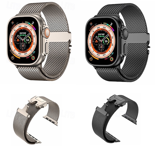  Sport Band Milanese Loop Compatible with Apple Watch band 38mm 40mm 41mm 42mm 44mm 45mm 49mm Metal Clasp Stainless Steel Strap Replacement Wristband for iwatch Ultra 2 Series 9 8 7 SE 6 5 4 3 2 1