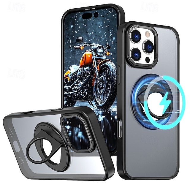  telefono Custodia Per iPhone 16 15 14 Pro Max Plus 13 12 11 Pro Max Copertura Posteriore Supporto ad anello Magnetico Supporta la Ricarica Wireless Retrò TPU PC