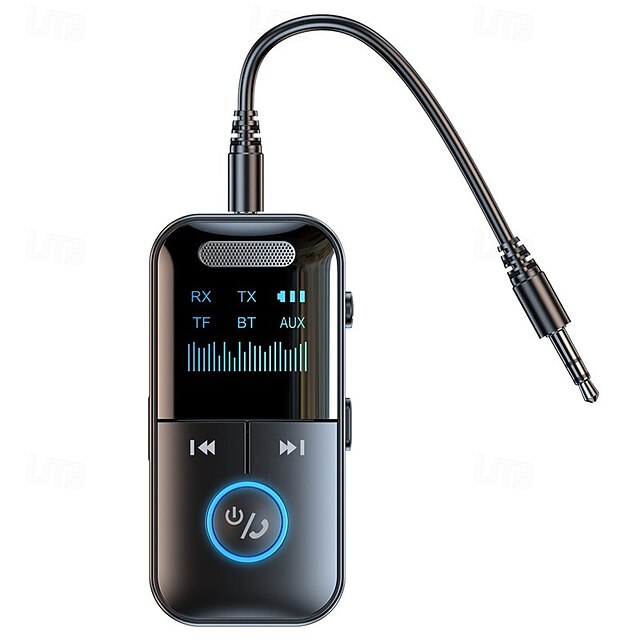  Nuevo estilo con pantalla de visualización adaptador bluetooth 5.4 receptor transmisor manos libres para automóvil adaptador de audio bluetooth aux
