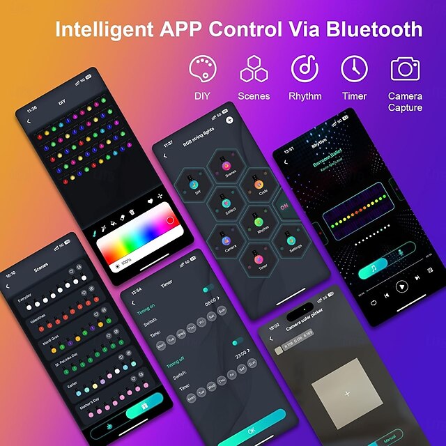 Dimmable RGB Outdoor String Lights 16ft 10m 25 LEDs, 32ft 5m 50 LEDs