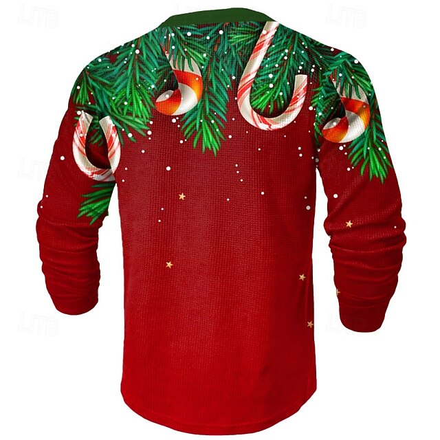 Christmas Tree Candy Cane Candy Fashion Daily Funny Men's Print Waffle