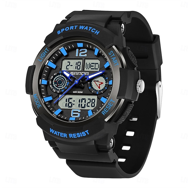  Ceas digital pentru bărbați și femei SANDA de modă pentru exterior casual luminos cu alarmă cronometru trei fusuri orare ceas TPU
