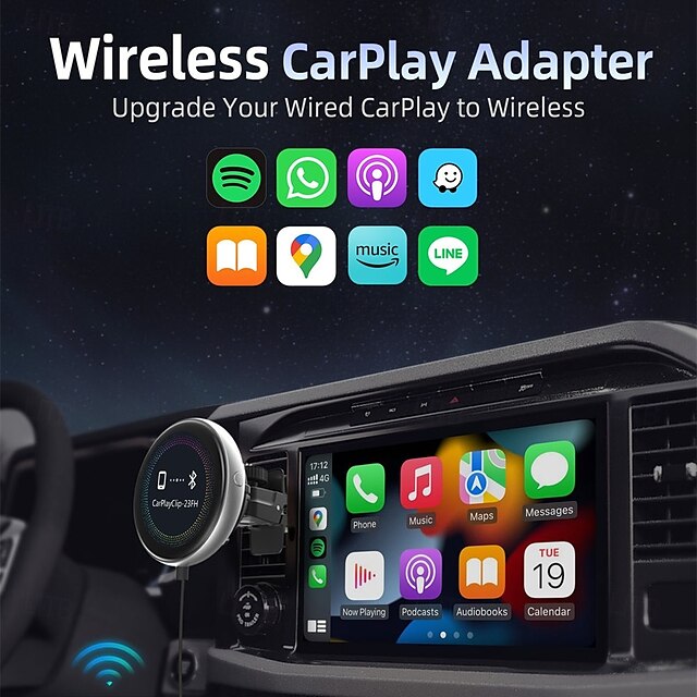  ottocast ワイヤレス CarPlay アダプター、ディスプレイとカスタマイズ可能な画面付き、有線からワイヤレス CarPlay ドングル、プラグ アンド プレイ、自動 CarPlay アダプター