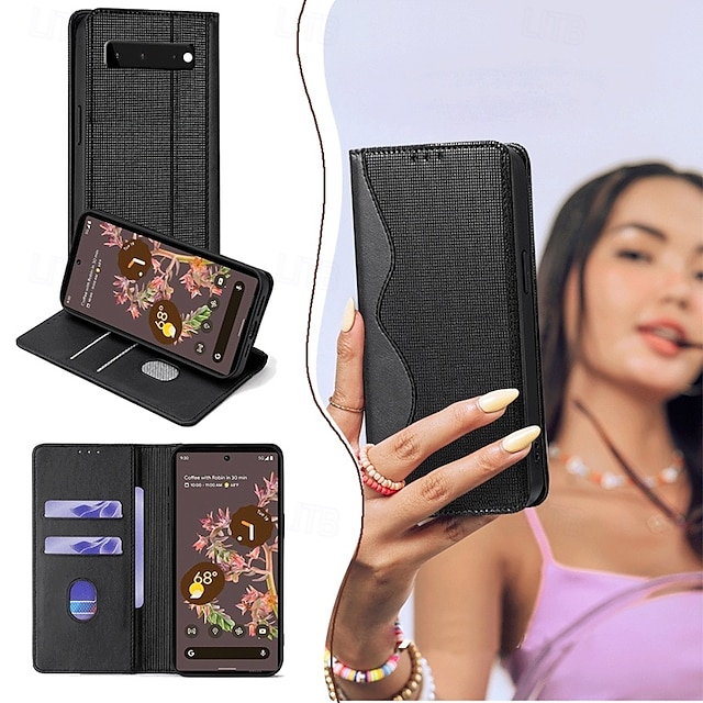  Phone Case For Pixel 9 Pro Pixel 9 Pro XL Pixel 8 Pro Pixel 8 Pixel 9 Pixel 7 Pixel 7 Pro Pixel 6 Pixel 6 Pro Back Cover with Stand Holder Magnetic Card Slot Retro TPU PU Leather