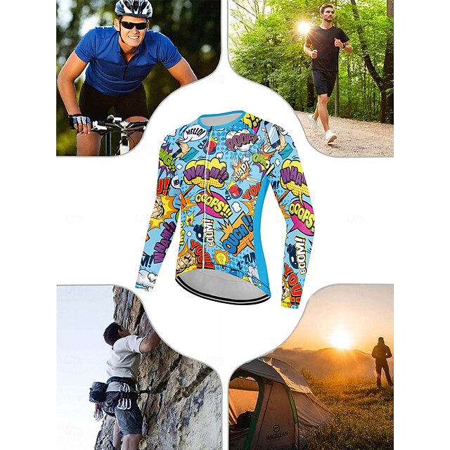 Men's Cycling Jersey Long Sleeve Bike Top with 3 Rear Pockets Mountain