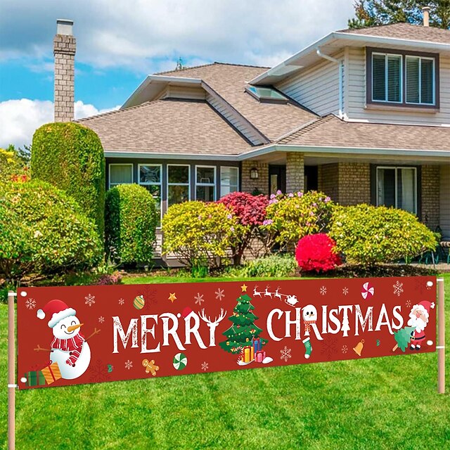 Merry Christmas Banner Gnomes Signs Banner Decorations Happy New Years