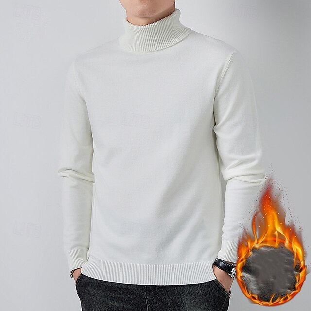 Men's Pullover Sweater Jumper Knit Sweater Mens Turtle Neck Jumper Ribbed Knit Regular Knitted Plain Turtleneck Fashion Casual Daily Wear Date Clothing Apparel Fall & Winter Camel Black M L XL3