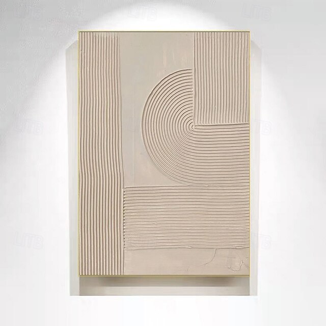 Handpaint Heavy Beige 3D Texture Painting Minimalist Paintings On
