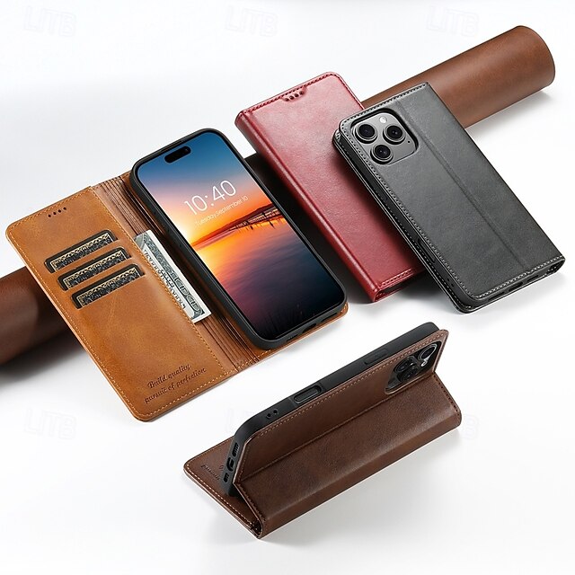  Phone Case For iPhone 16 Pro Max Plus iPhone 15 Pro Max Plus iPhone 14 13 12 11 Pro Max Plus Mini iPhone 14 Pro Max iPhone 13 12 11 Pro Max Back Cover with Stand Holder Magnetic Card Slot Retro PC PU