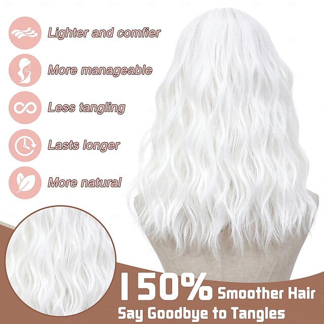 Wig Medium Length Wigs for Women Middle Part Synthetic Hair Wavy Wig