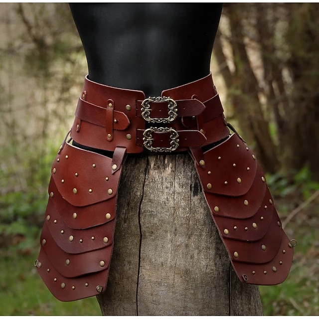 Medieval Leather Thigh Armor, Retro Double Sides Waist Armor with Belt ...