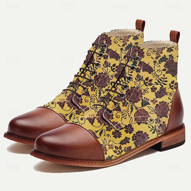 Men's Boots PU Leather Jacquard fabric Breathable Comfortable Slip