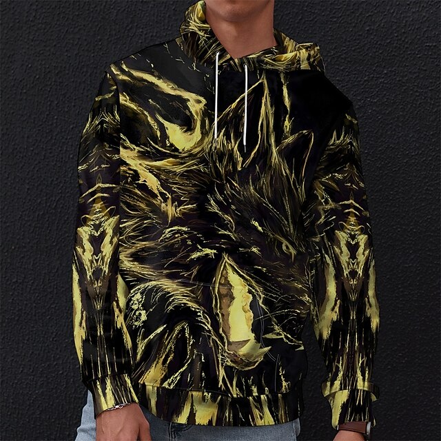 Graphic Wolf Men's Vacation 3D Print Hoodie Sports Outdoor Vacation