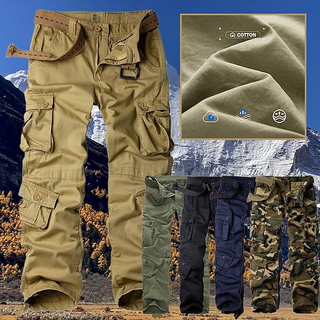  Homens Calças Outdoor Calça Cargo Calças de Trilha Militar Côr Camuflagem Ao ar livre Normal Prova-de-Água Respirável Secagem Rápida Calças Preto Verde Tropa Algodão Caça Alpinismo Campismo