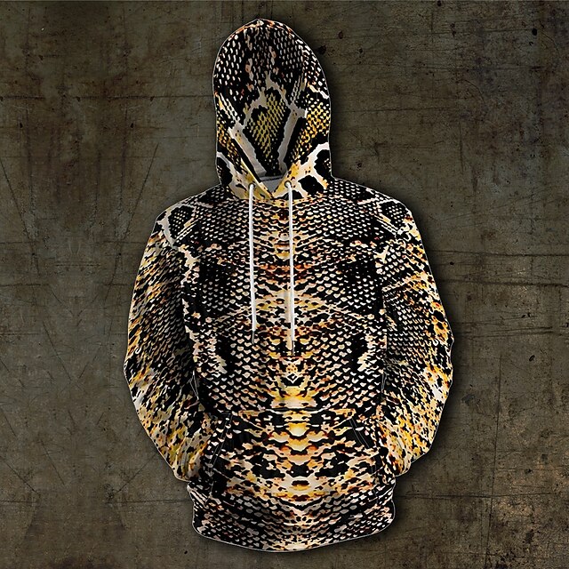  Homens Gráfico Serpentina Moletons Moletom Manga Longa Moletom com capuz Com Capuz Férias Impressão 3D Férias Esportes Para Noite Marron Estampado Inverno Primavera & Outono Designer