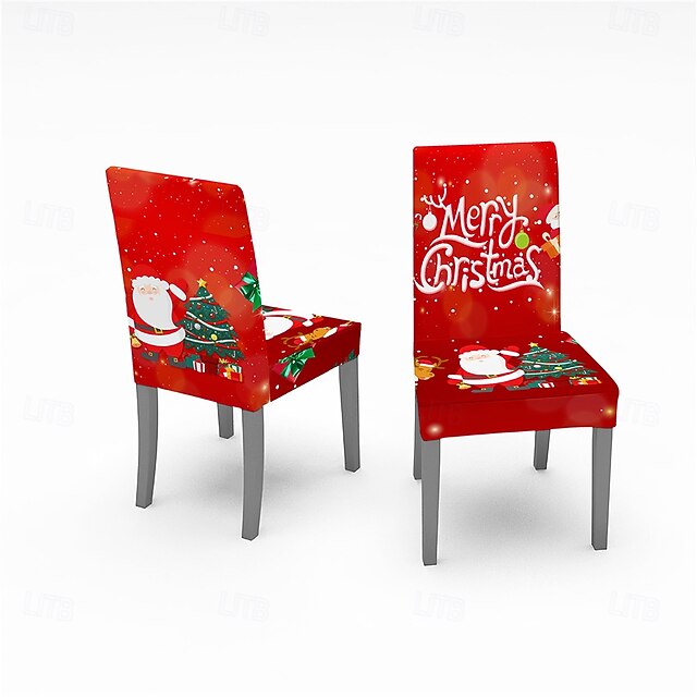 4 Vibrant Festive Christmas Chair Covers Set Soft Stretch Fit