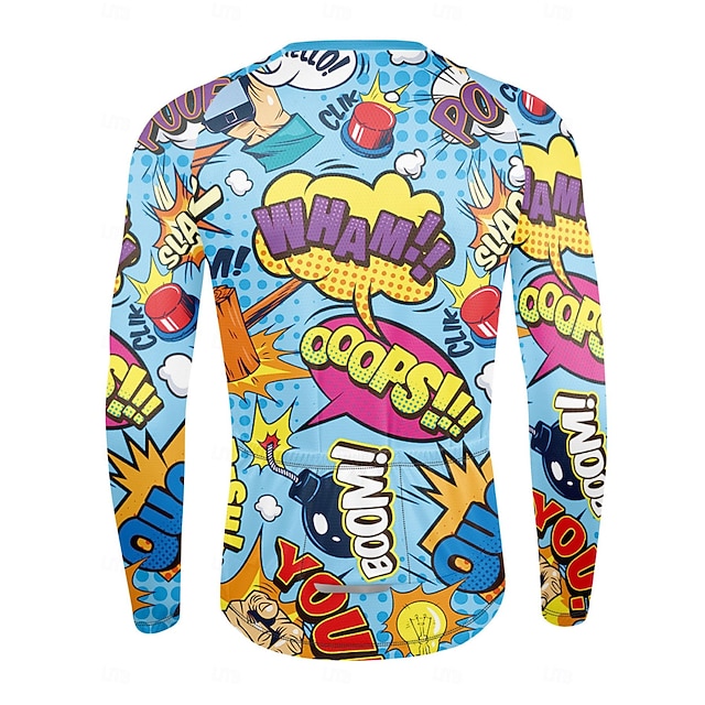 Men's Cycling Jersey Long Sleeve Bike Top with 3 Rear Pockets Mountain