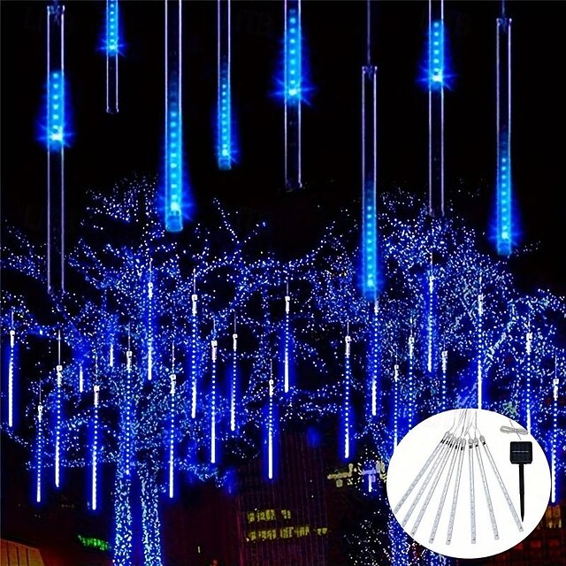 1 Pc solar meteor shower light 30cm * 8 tubes 192 Leds Beams Christmas