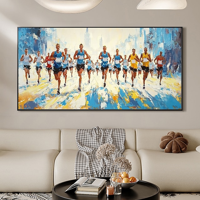 Handmade Original MarathonSports Oil Painting On Canvas Abstract
