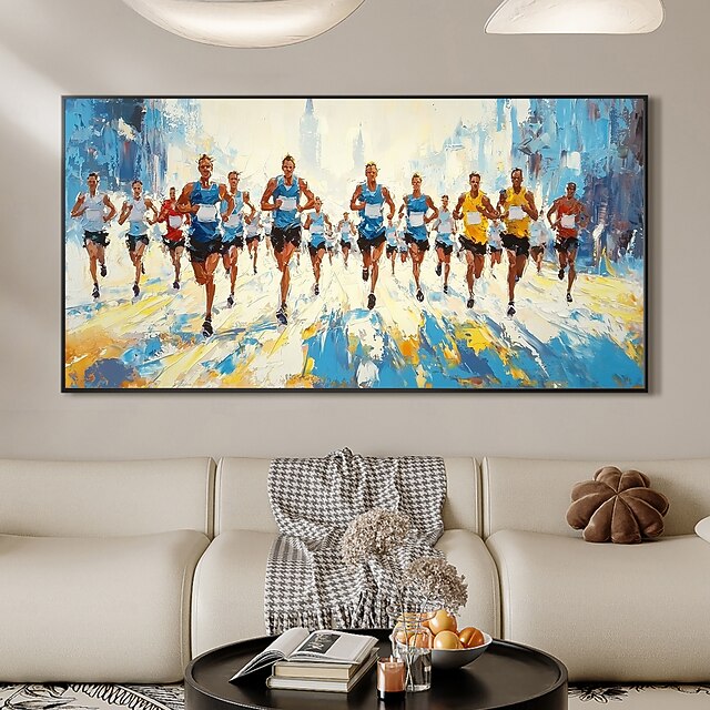 Handmade Original MarathonSports Oil Painting On Canvas Abstract