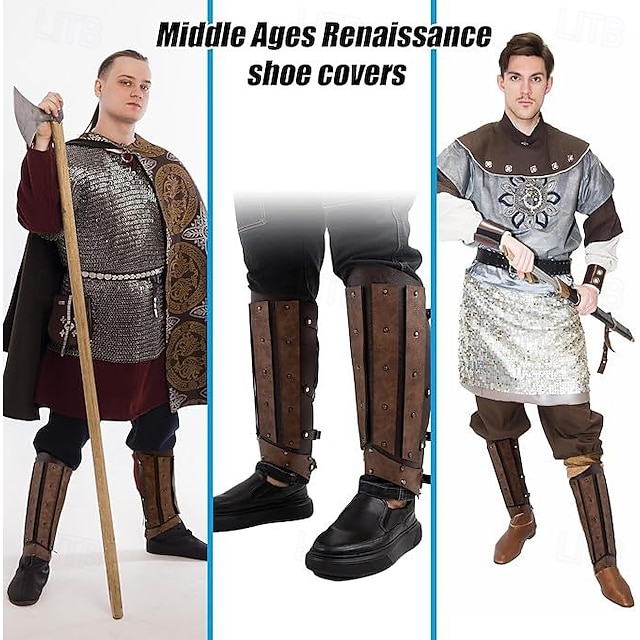  Retro Vintage Medieval Leg Brace Boot Covers Leg Guards Fancy Dress Men's Unisex Viking Carnival Masquerade Performance Stage Renaissance Fair Adults' Legguards