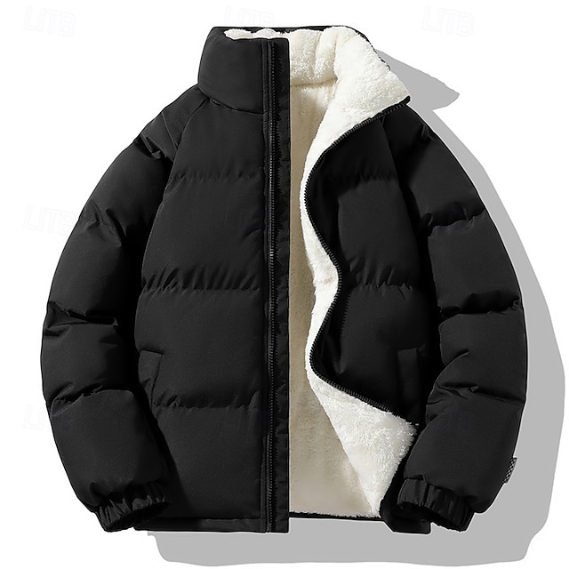  Homme Doudoune Veste matelassée Poche Polyester Doublure Polaire Usage quotidien Rendez-vous Vacances Normal Mode Décontractées Confortable Chaud Automne hiver Couleur unie / unie Noir Vert Kaki