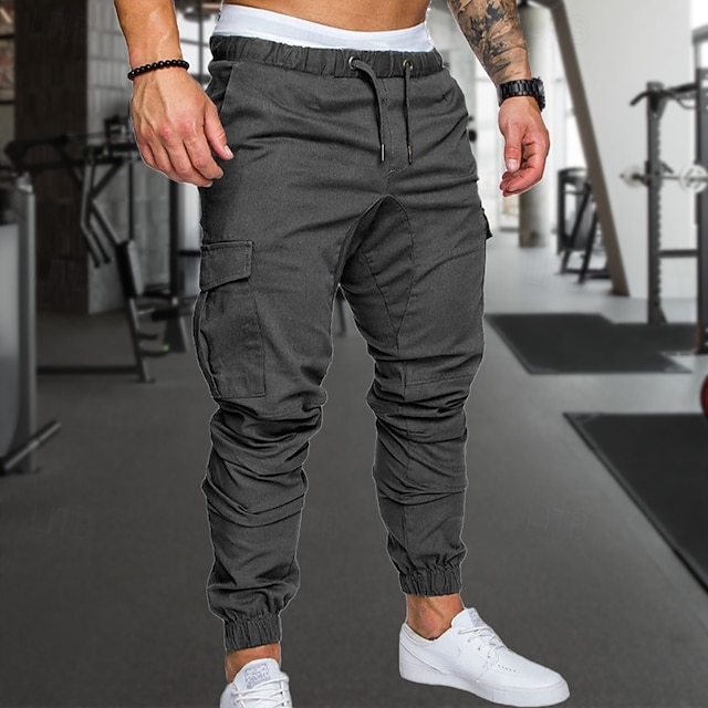  Homens Calça Joggers Calças de Corrida Calça esportiva Calças de ginástica Calça Cargo Bolsos Com Cordão Cintura elástica Calças Ao ar livre Desportos e Ar livre Atlético Secagem Rápida Leve Macio