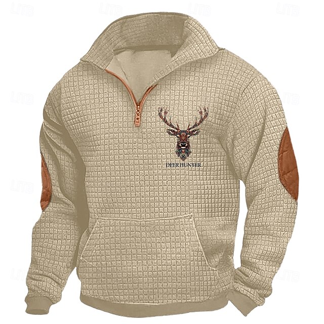 Men's Sweatshirt Quarter Zip Sweatshirt Black White Navy Blue Khaki Light Grey Half Zip Plain Christmas Sports & Outdoor Daily Christmas Streetwear Cool Winter Spring & Fall Clothing Apparel Hoodies 13