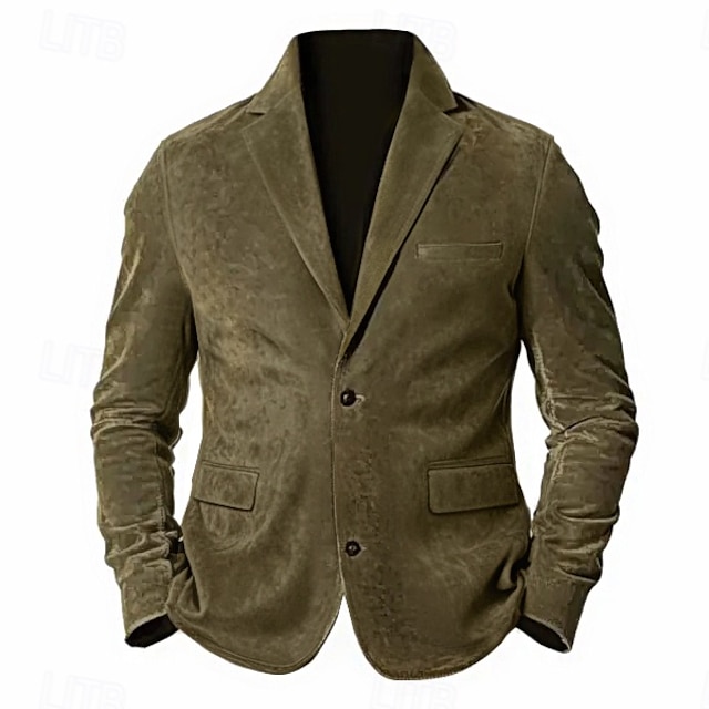  Homme Blazer en faux suède Veste en faux suède Entreprise Soirée Cocktail Fête de Mariage Mode Décontractées Automne hiver Polyester Simili Daim Plein Bouton Poche Confortable Boutonnage Simple veste