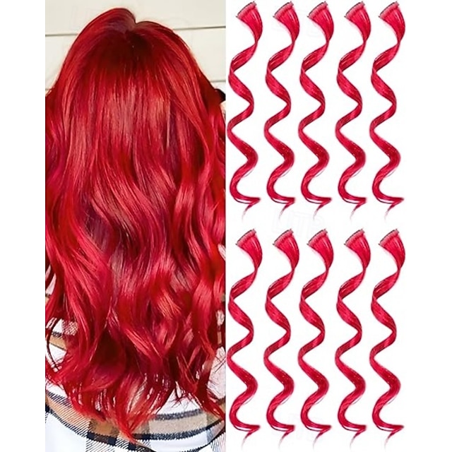  12 pezzi di extension per capelli colorati per bambini, clip per capelli sintetici ricci e ondulati con riflessi neon arcobaleno per feste, accessori per capelli colorati per ragazze e donne da 17