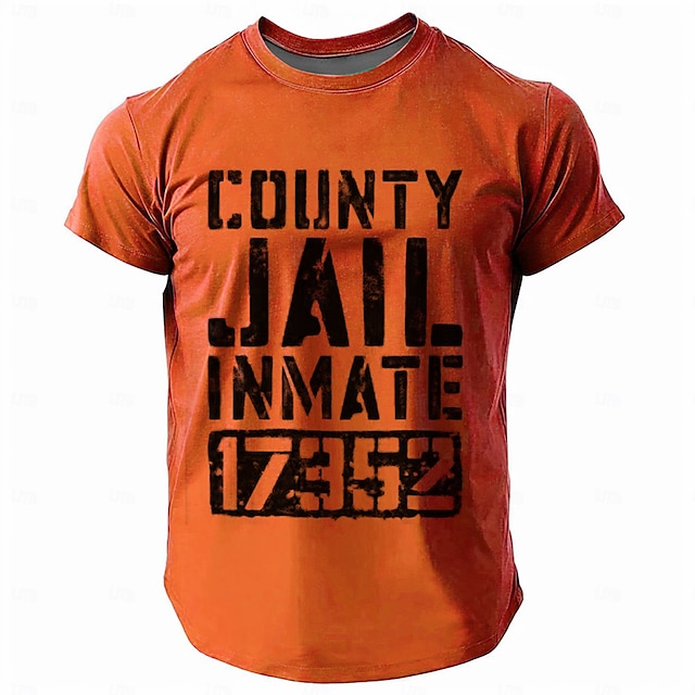 Herr Text T-shirt Kortärmad T-shirt 3D-tryck Rund hals Skjorta Mode Fritids- Gata Utomhussport Dagligen Svart Orange Grå Sommar Vår Kläder S M L XL XXL XXXL