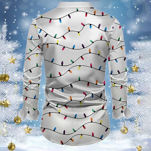 Christmas Lanterns Casual Men's Dress Shirt Button Up Shirt Long Sleeve