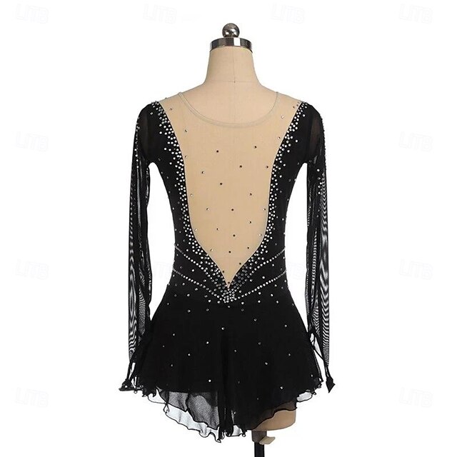 Figure Skating Dress Women's Girls' Ice Skating Dress Black High 