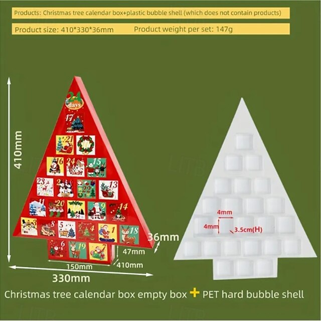 5pcs Classic Christmas Countdown Calendar Gift Box, Surprise Blind Box