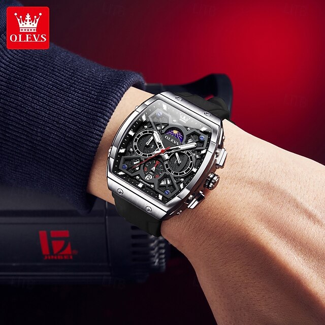 OLEVS Men Quartz Watch Fashion Casual Wristwatch Moon phase Luminous