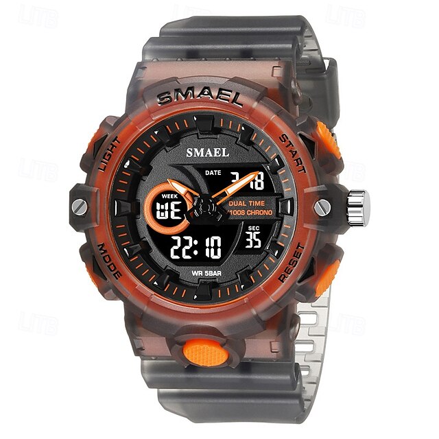  Reloj electrónico de cuarzo Smael de nueva moda para hombre, con decoración deportiva y de ocio, luz nocturna, resistente al agua, calendario, pantalla semanal, reloj despertador para hombre