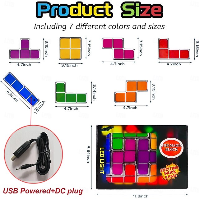DIY Stackable LED Night Light, 7 Color Changing Interlocking Induction