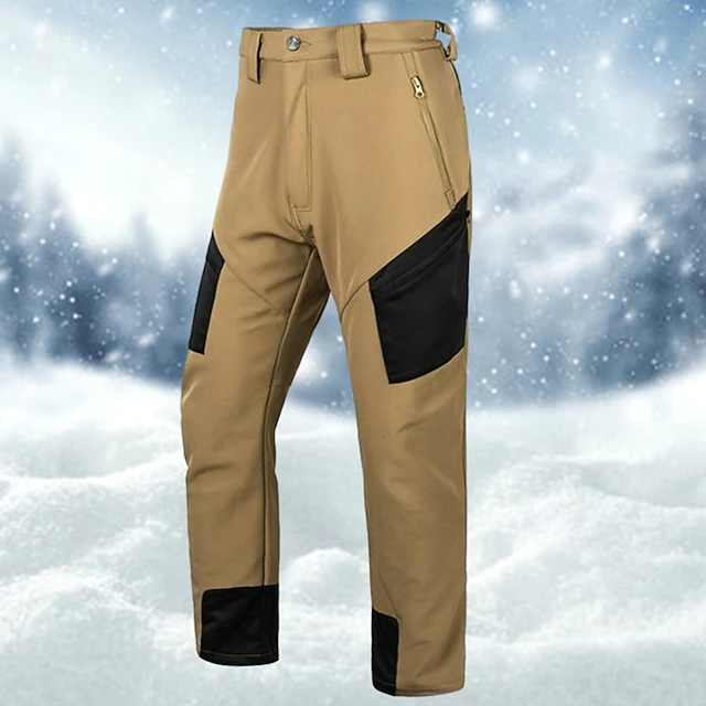 Men's Cargo Pants Fleece Pants Softshell Pants Combat Trousers Snow Pants Pocket Color Block Plain Waterproof Wearable Full Length Sports Outdoor Daily Classic Style Casual / Sporty Black Green 8