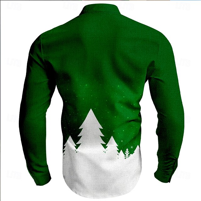 Christmas Christmas Tree Casual Men's Dress Shirt Button Up Shirt Long