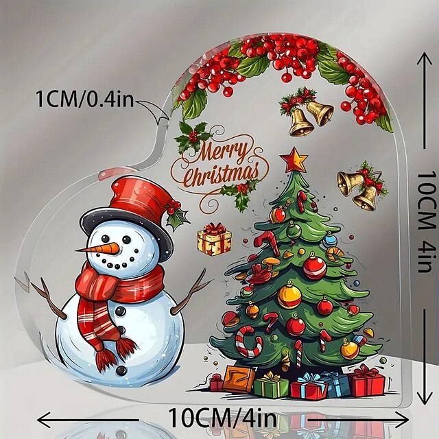 Christmas Heart Plaque and Snowman Vertical Design, No Power Needed