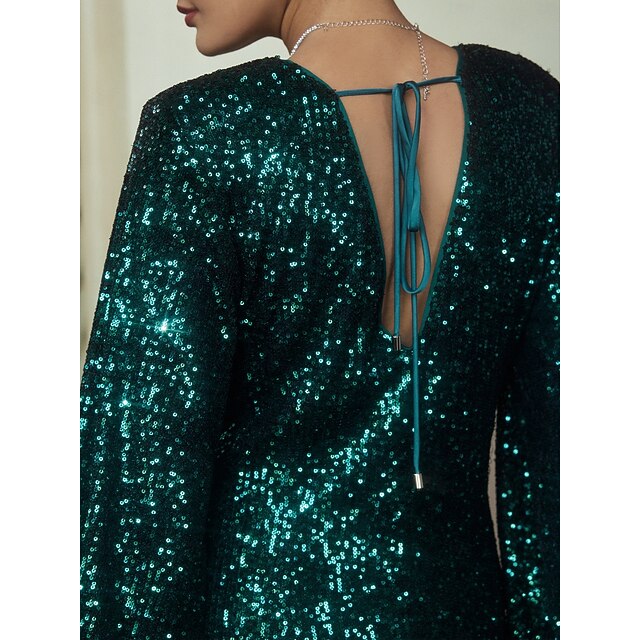 Mini Dress with Hook Detailing and Structured Back - Green