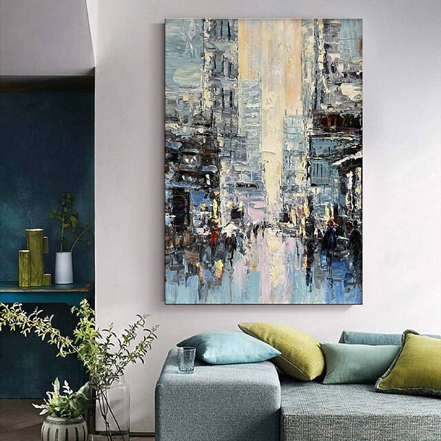 Large Abstract City Painting handmade Urban Art Painting hand painted